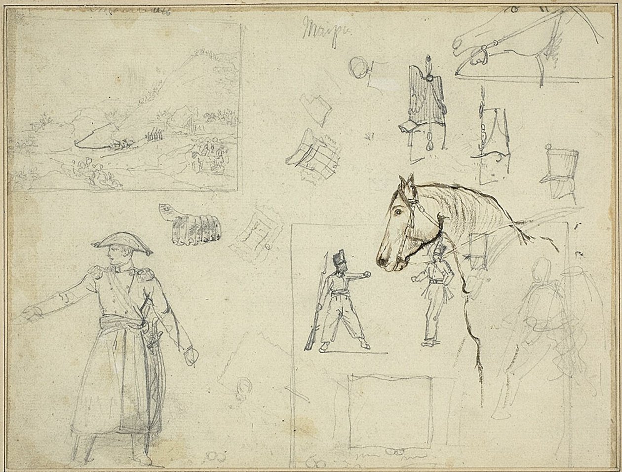 Forskellige studier af Jean Louis André Théodore Géricault