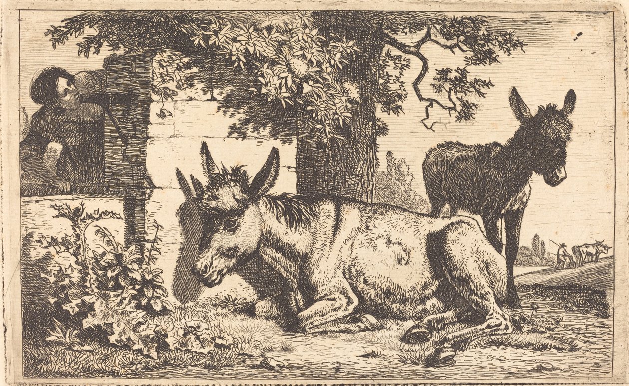 Et æsel ved en vandbrønd af Jean Louis Demarne
