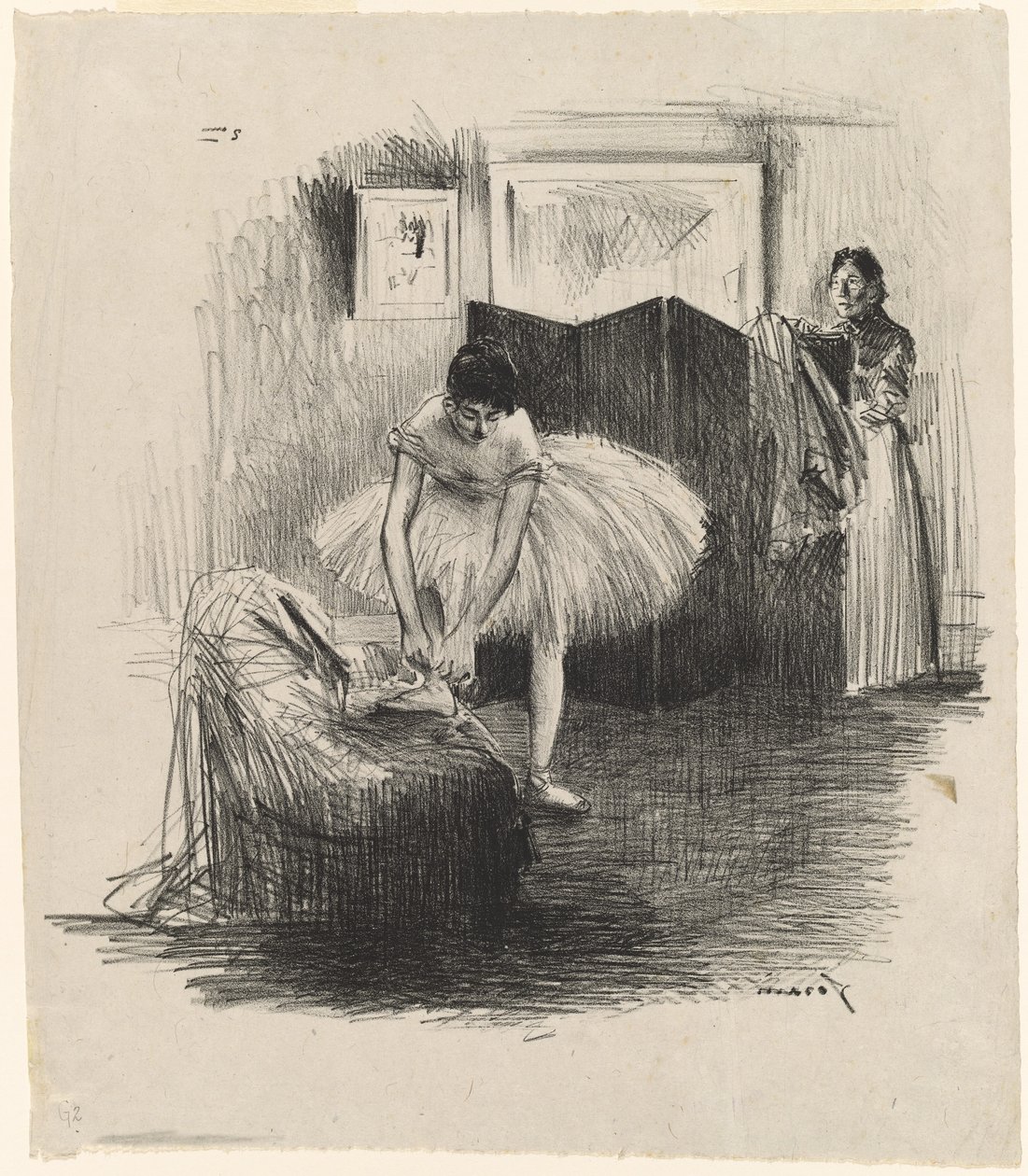 Danser binder sin hjemmesko af Jean Louis Forain