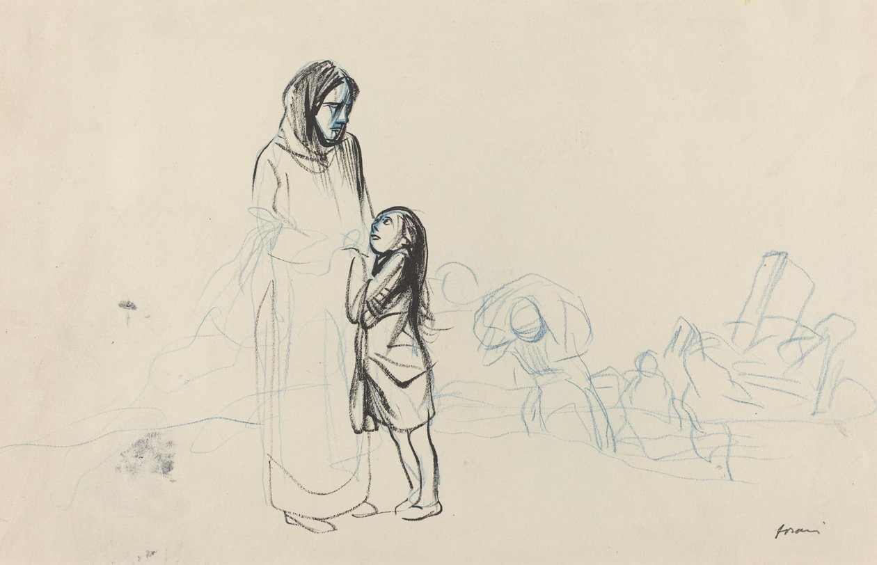 Flygtninge, ca. 19141919. af Jean Louis Forain