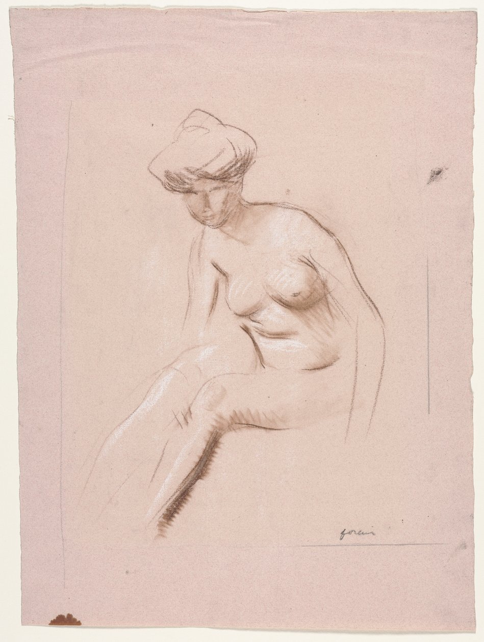 Siddende nøgen af Jean Louis Forain