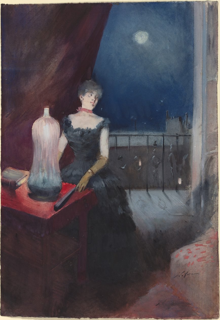 Stående kvinde med en fan af Jean Louis Forain