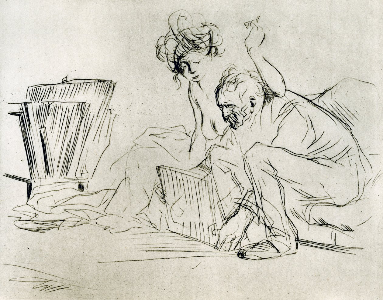 Modellen i hvile, 1925. af Jean Louis Forain