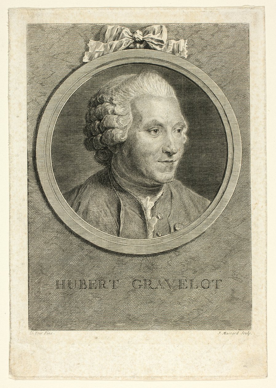 Portræt af Hubert Gravelot af Jean Massard