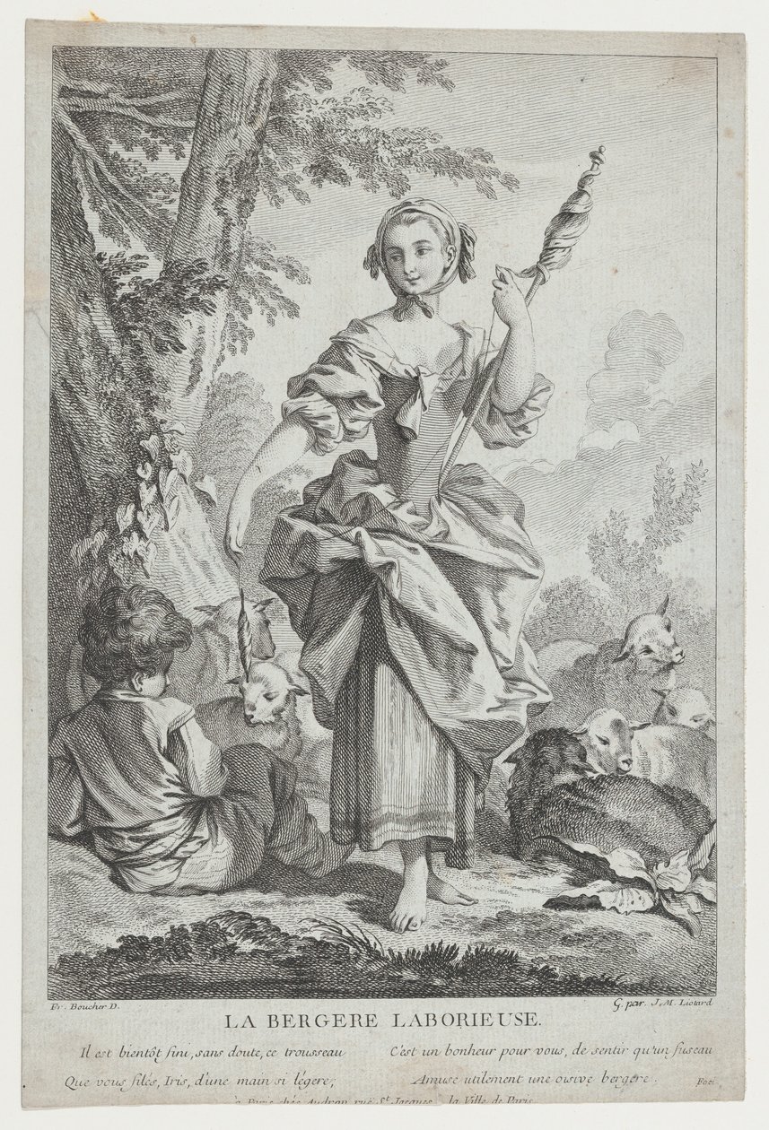 Den arbejdende hyrdeinde, 1700-tallet. af Jean Michel Liotard