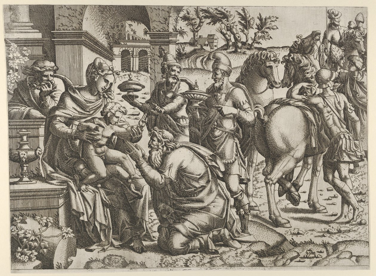 Tilbedelse af Magi, ca. 1545. af Jean Mignon