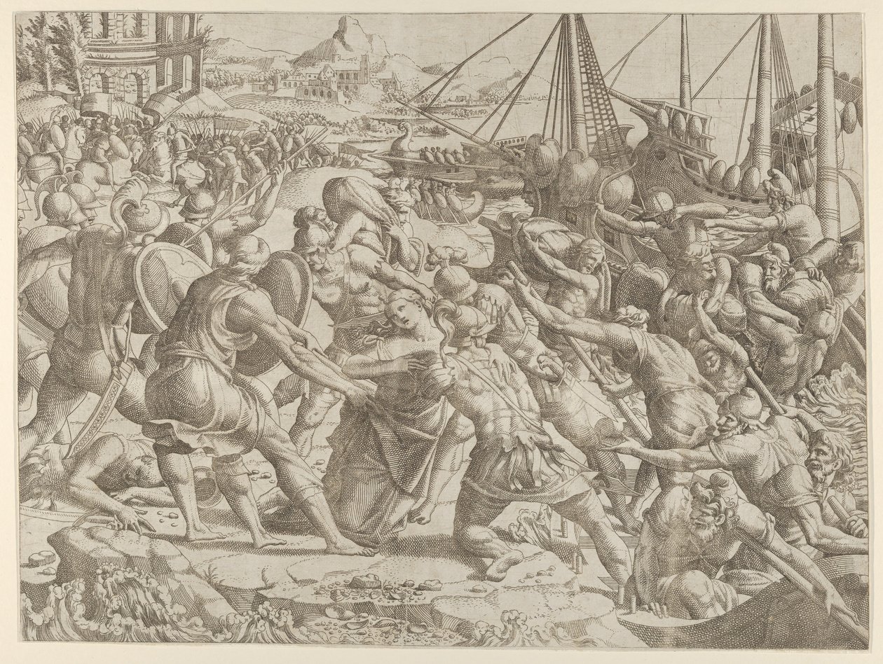 Bortførelsen af Helen, 1535-55. af Jean Mignon