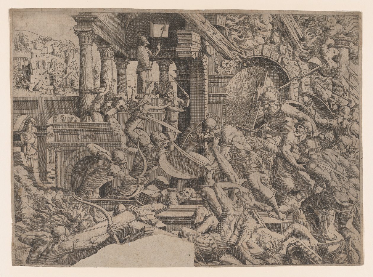 Sækken af Troja, 1535-55. af Jean Mignon