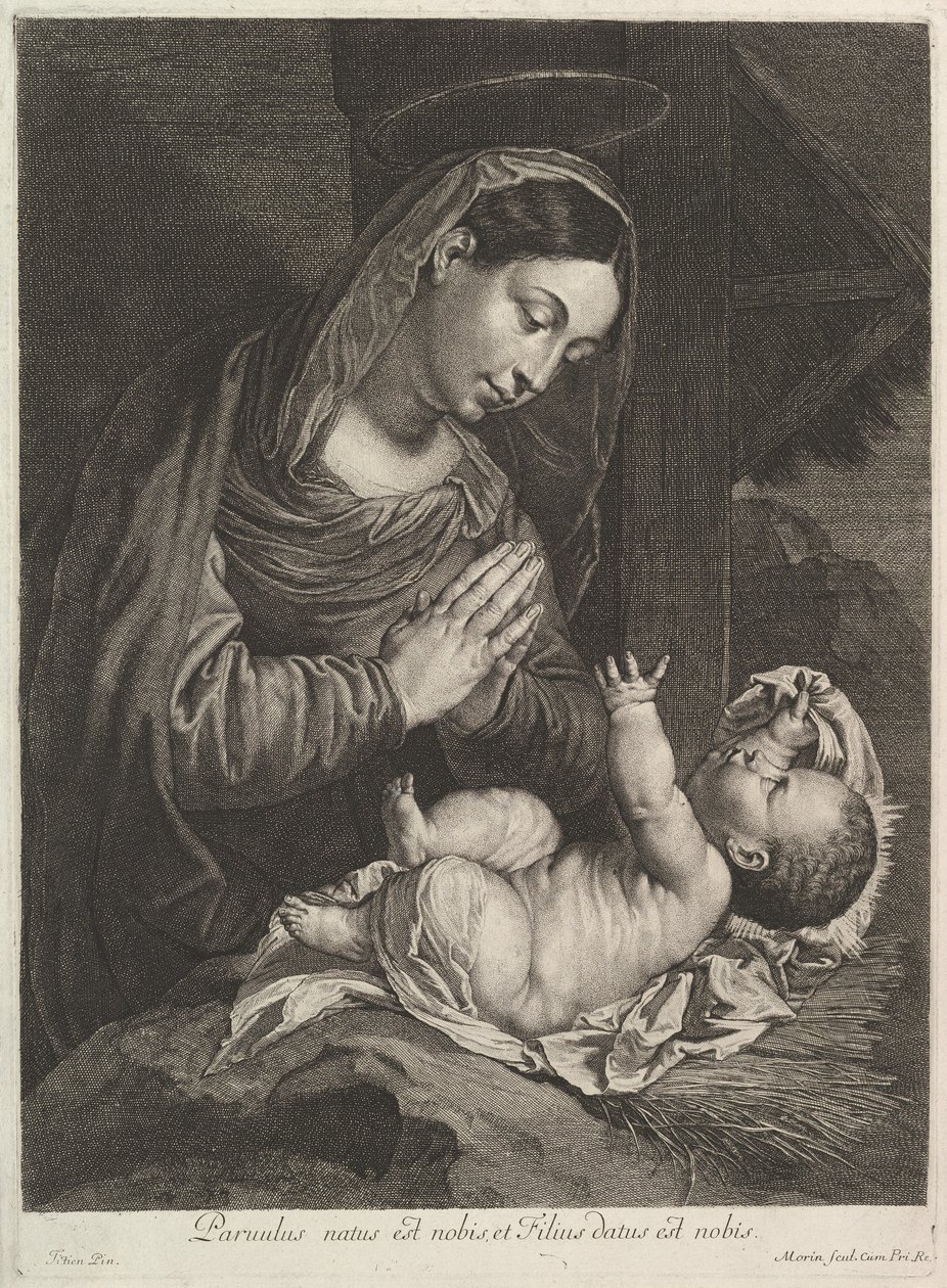Jomfruen forguder Jesusbarnet. af Jean Morin
