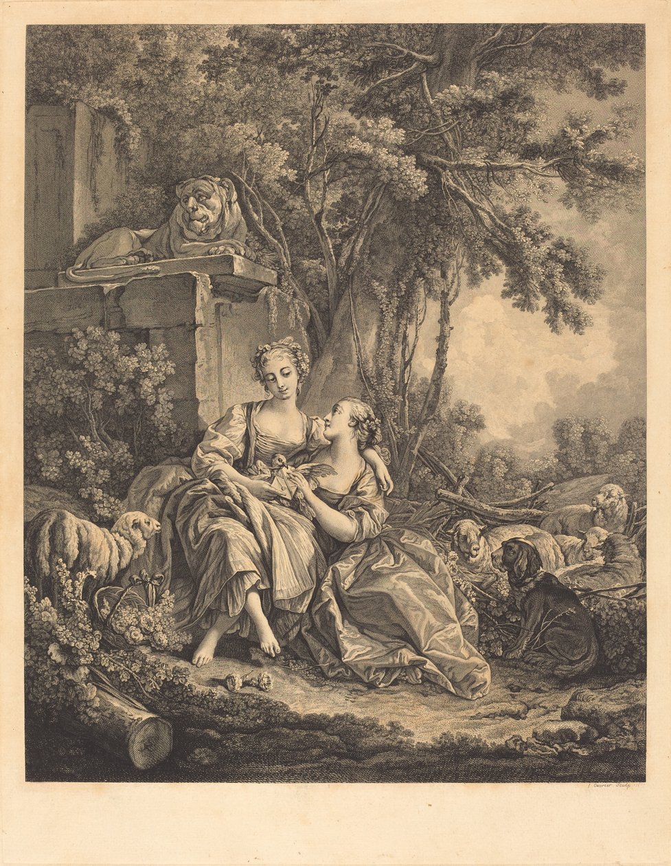 De to fortrolige af Jean Ouvrier after François Boucher