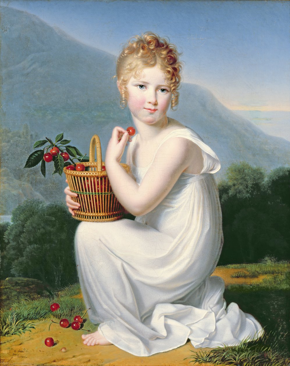 Ung pige spiser kirsebær af Jeanne Elisabeth Chaudet
