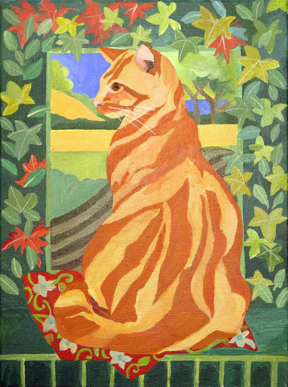 Cat 1, 2014 (akryl på lærred) af Jennifer Abbott