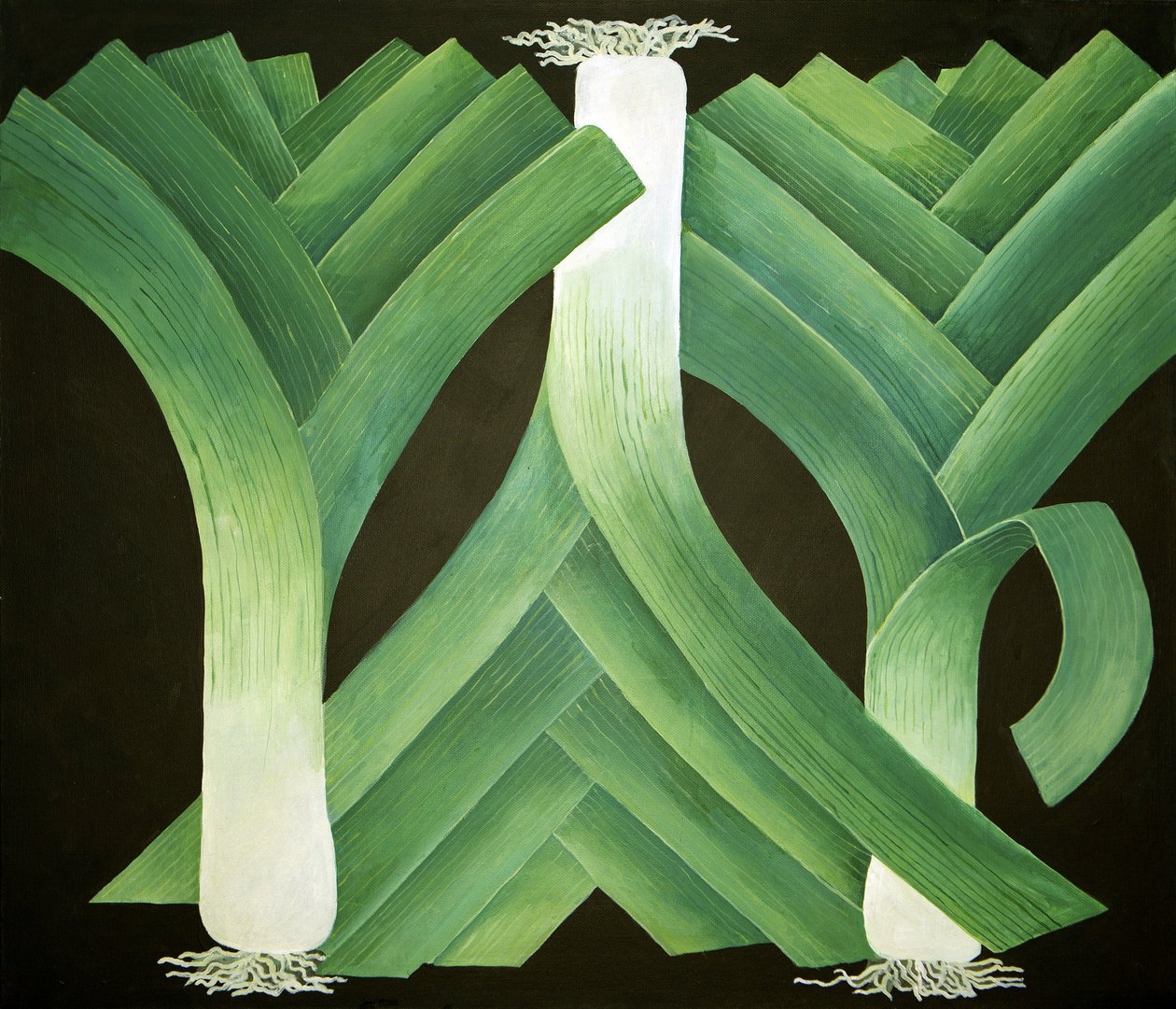 Porrer, 2014 (akryl på lærred) af Jennifer Abbott