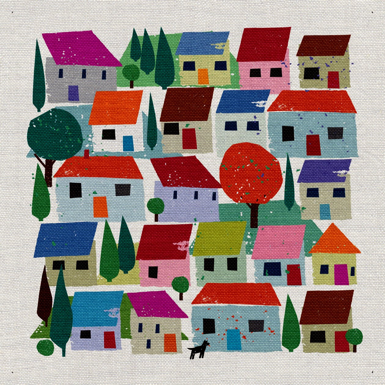 Rudi In The Village, 2021 (blandet medier) af Jenny Frean