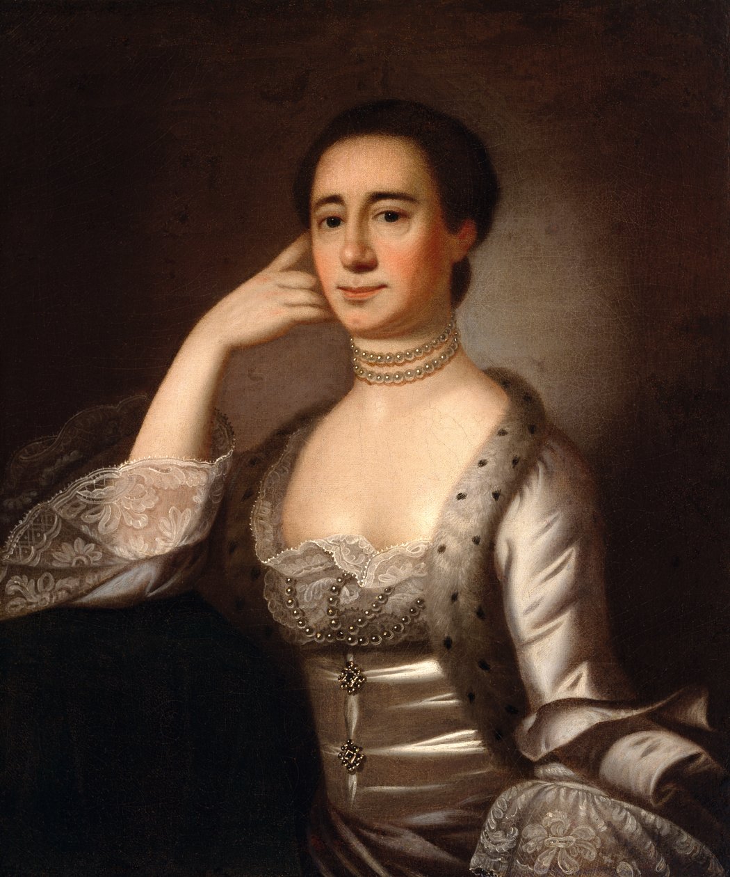 Portræt af fru John Champneys, ca. 1763 af Jeremiah Theus