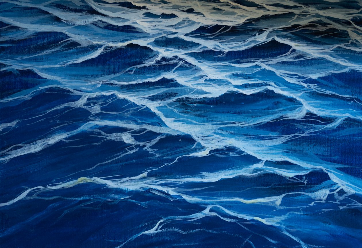 Blue sea, 2020 (tempera på papir) af Jerome Glomaud