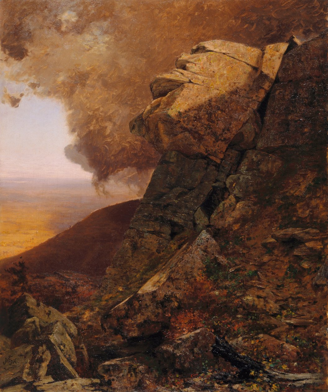 En klippe i Catskills af Jervis McEntee