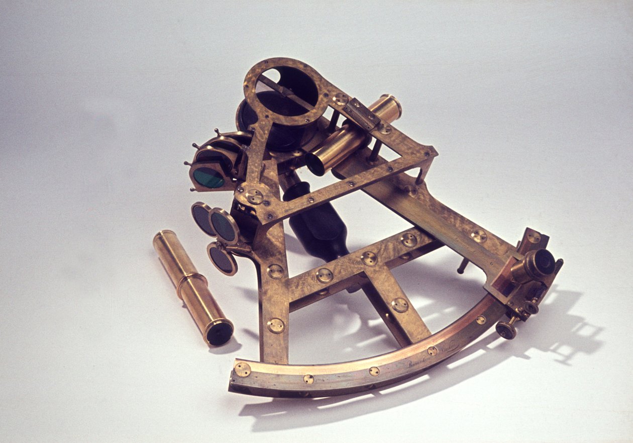 Dobbeltrammet brosekstant, ca. 1780 (messing og træ) af Jesse Ramsden