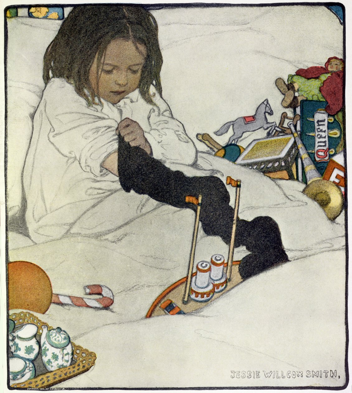 Åbning af julestrømpen af Jessie Willcox Smith