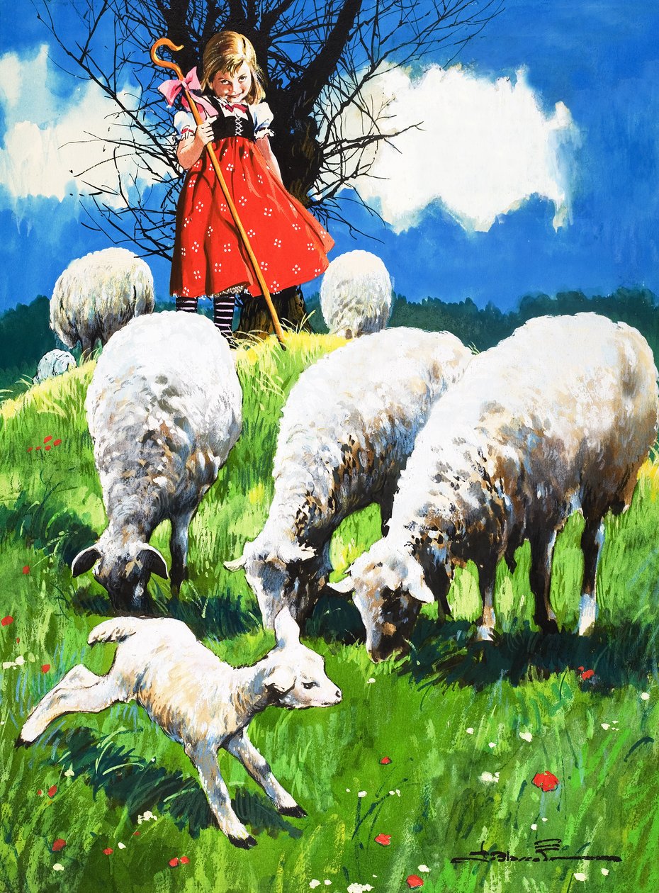Little Bo Peep (gouache på papir) af Jesus Blasco