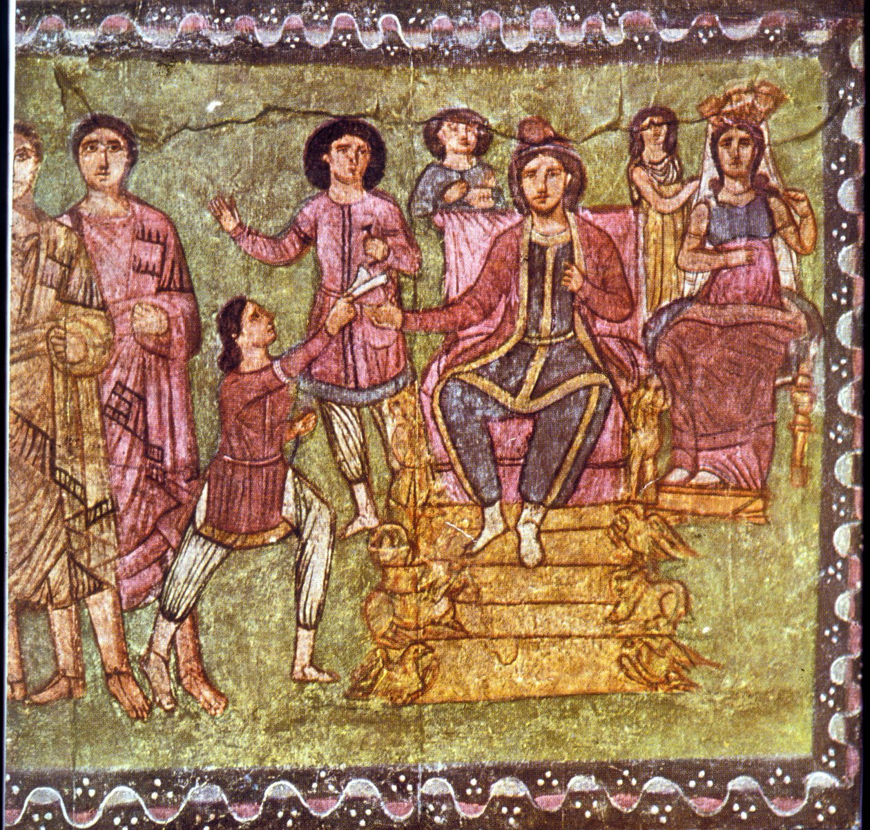 Mordechai og Esther (tempera på gips) af Jewish School