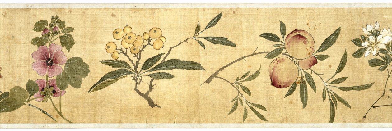 Et hundrede blomster, 1929 (farve på silke) af Jiayan Chen