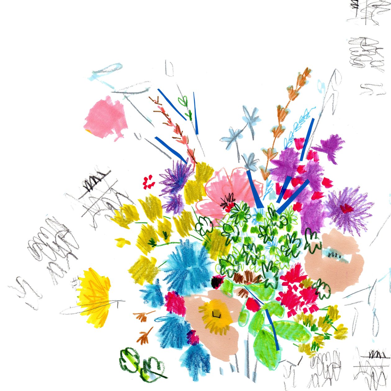 Floral Sketch, 2014 (pen og blæk, collage på papir) af Jo Chambers