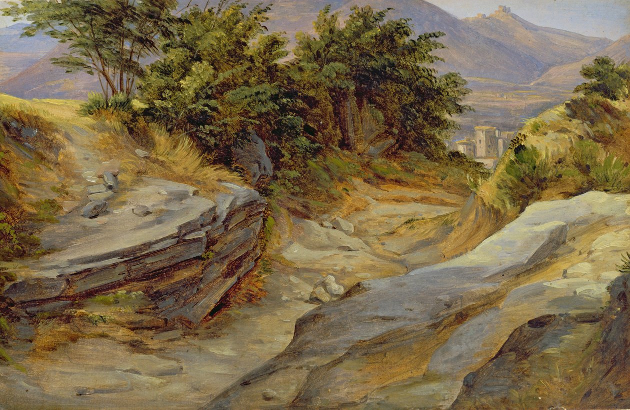 Italiensk bjerglandskab, ca. 1824 (wc på papir) af Joachim Faber