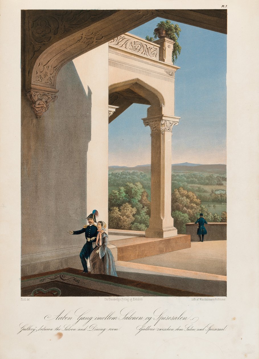 Oscharshal Gallery mellem Saloon og Dining Room, 1852 af Joachim Frich