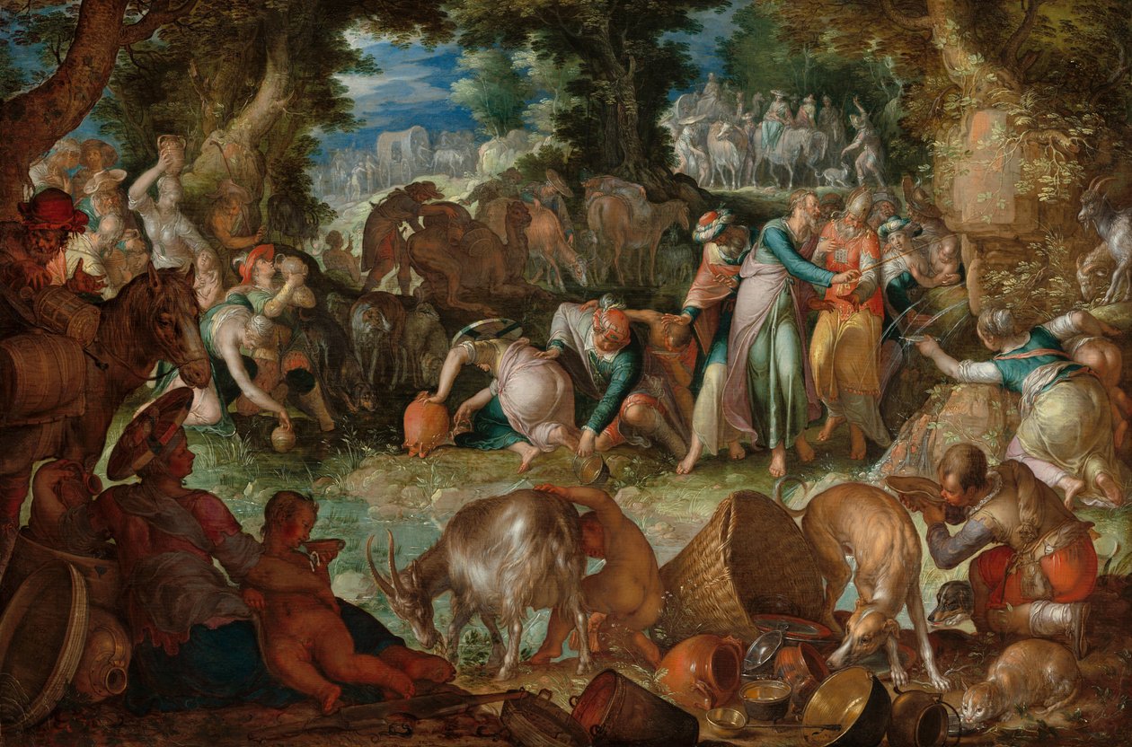 Moses slår klippen, 1624. af Joachim Anthonisz Wtewael