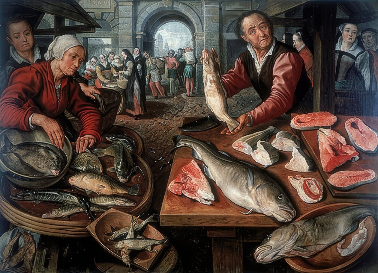 Fiskemarked. 1599 af Joachim Beuckelaer