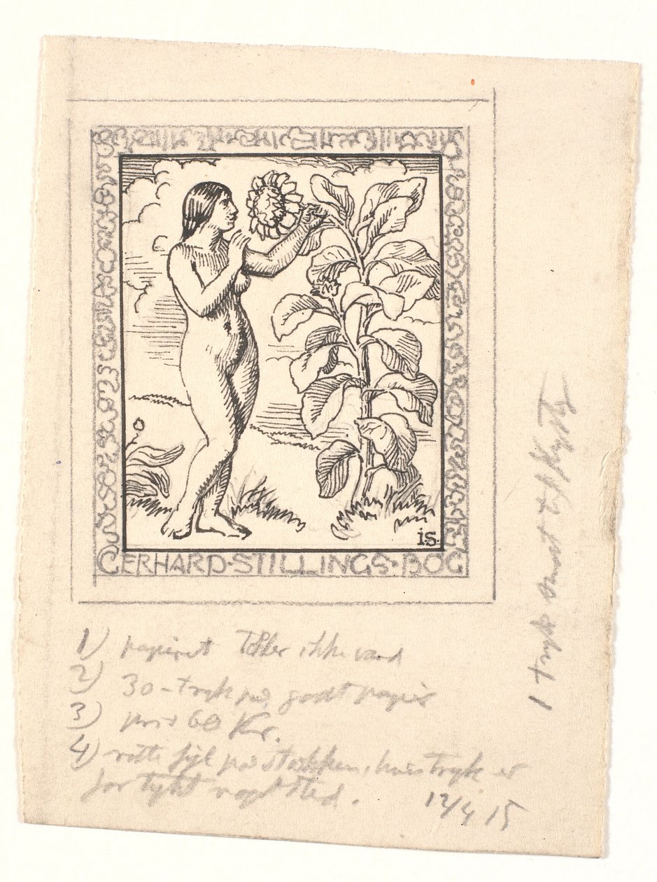 Udkast til exlibris for Gerhard Stilling af Joakim Frederik Skovgaard