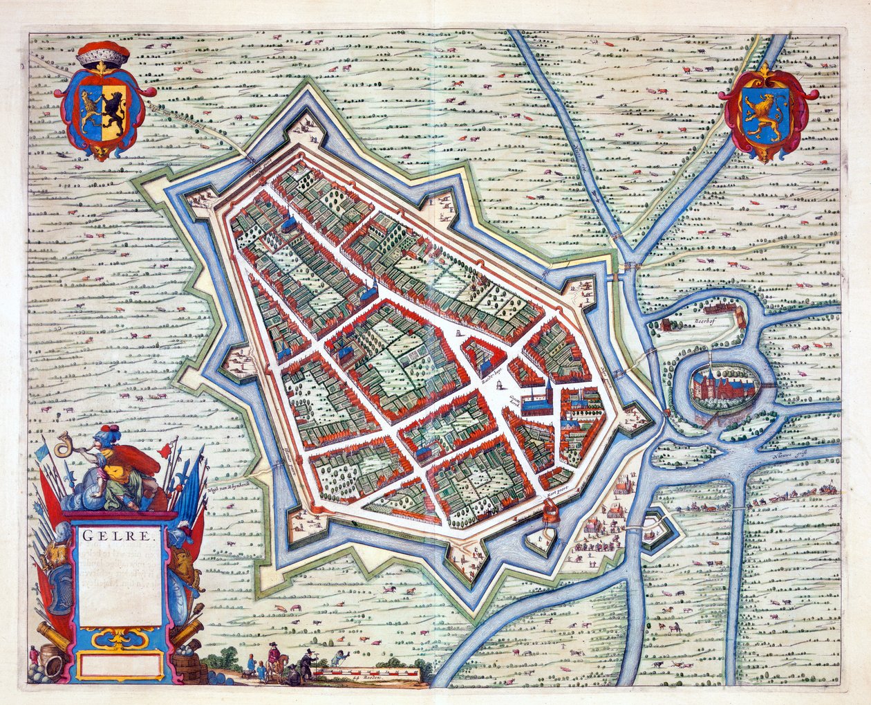 Gelre, 1649 (håndkoloreret gravering) af Joan Blaeu
