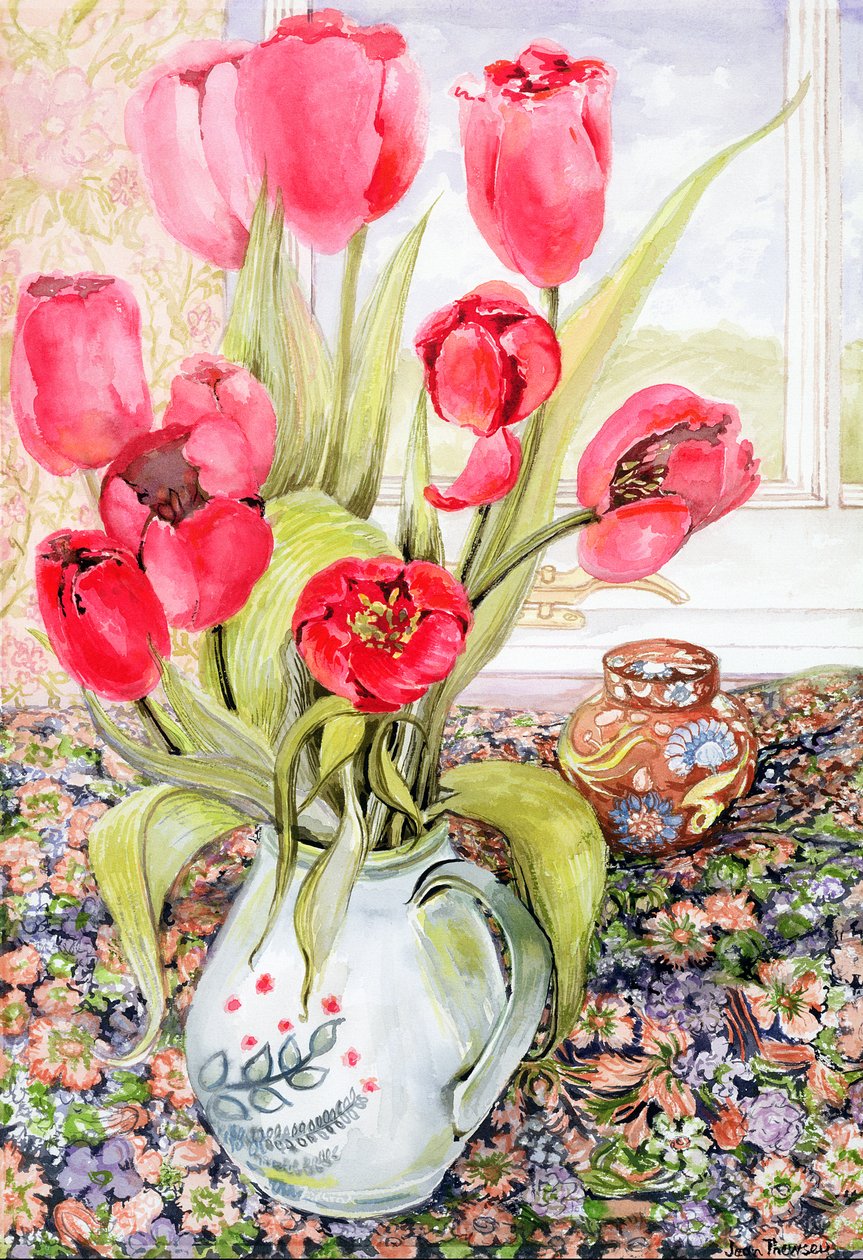 Tulipaner i en rugkande af Joan Thewsey