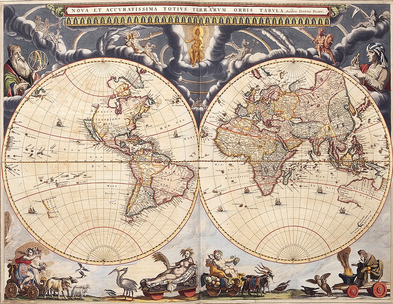 Verdenskort fra Blaeu Atlas af Joan Blaeu