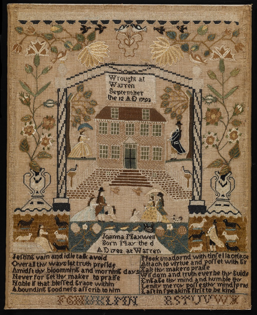 Prøvetager, 1793 (silke på linned) af Joanna Maxwell