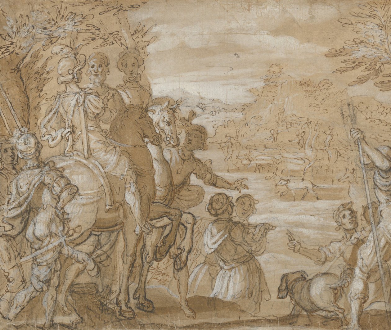 Et Jagtselskab, ca. 1555-65. af Joannes Stradanus