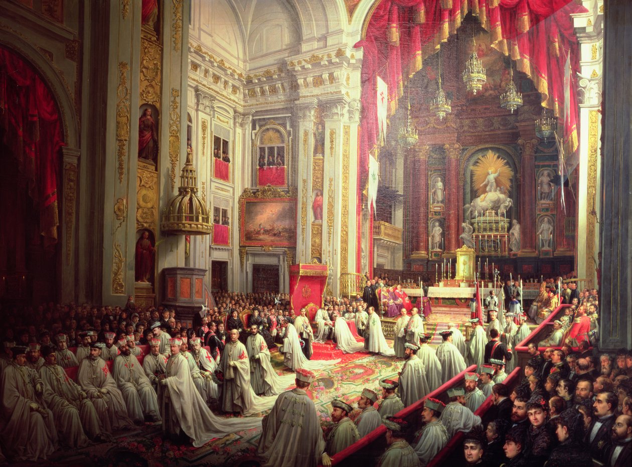 Investitur af kong Alfonso XII (1857-85) som stormester i de militære ordener af Joaquin Siguenza