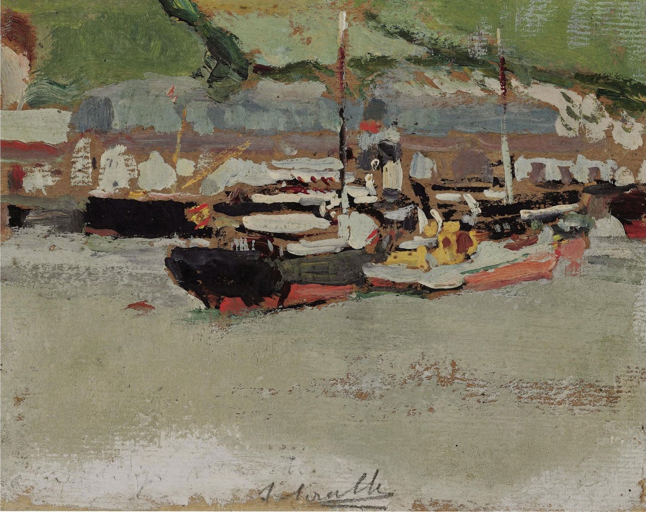 Både i en havn af Joaquín Sorolla