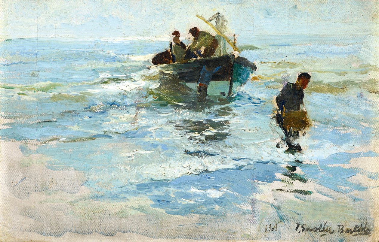 Henter båden, Valencia Beach af Joaquín Sorolla