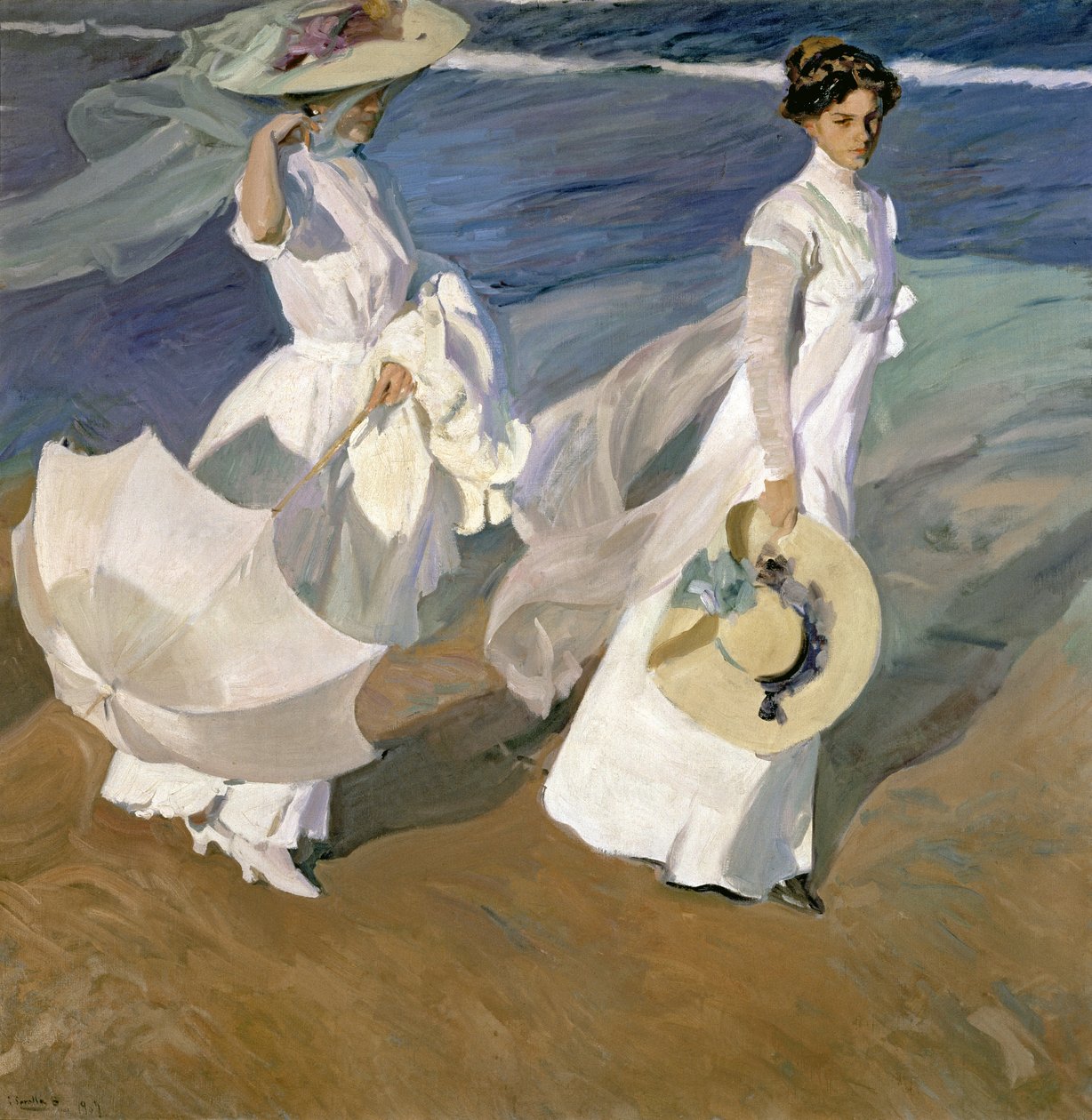 Spadseretur langs kysten, 1909 af Joaquín Sorolla