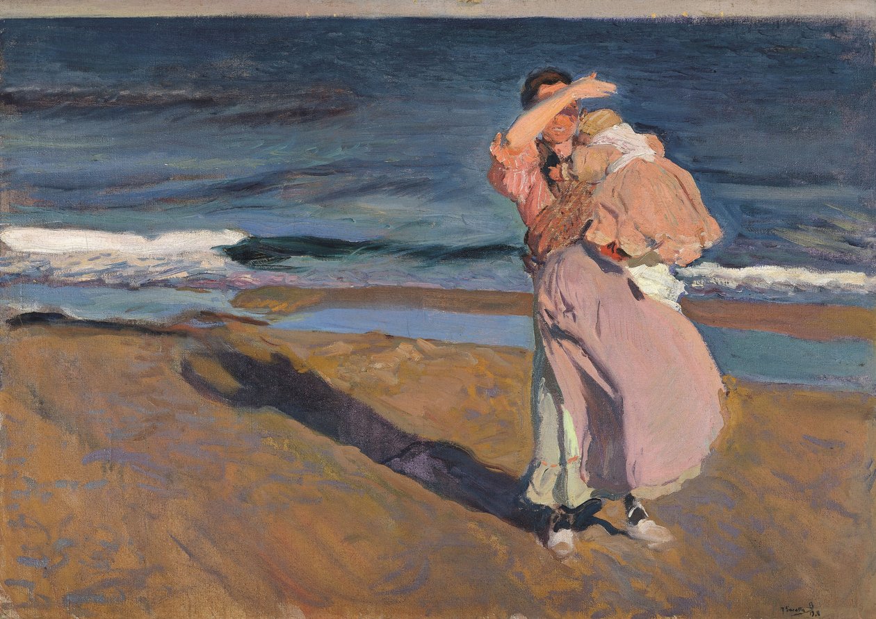 Fiskerkone med barn, Valencia, 1908. af Joaquín Sorolla