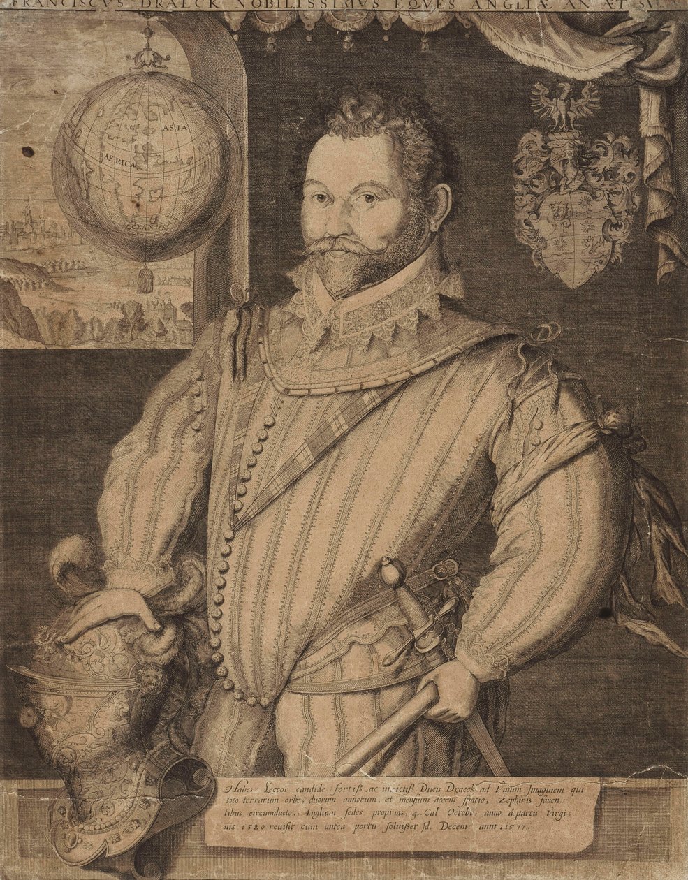 Portræt af Sir Francis Drake, af Jodocus Hondius
