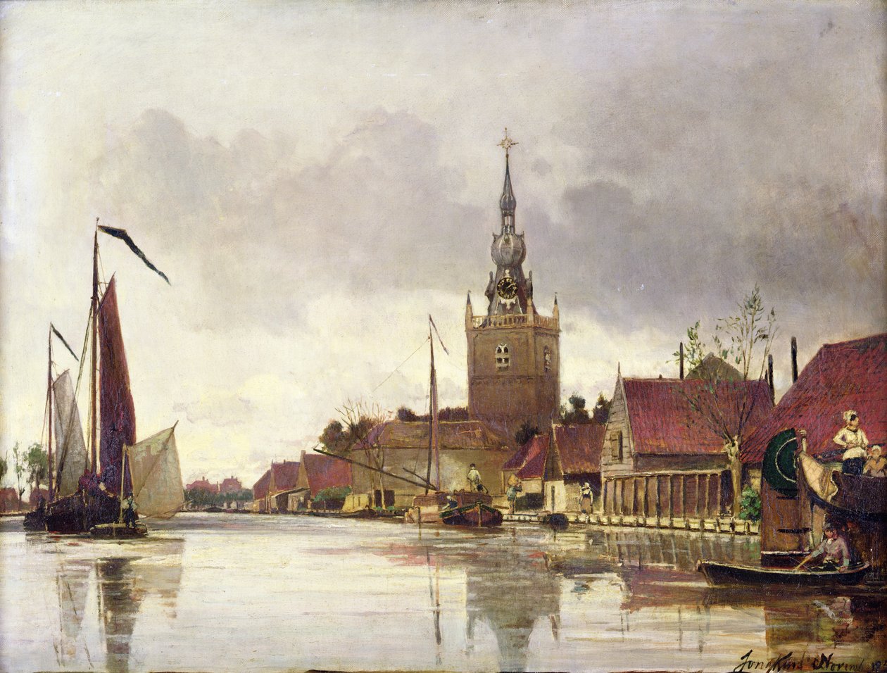 Udsigt over Overschie nær Rotterdam, 1856 af Johan Barthold Jongkind