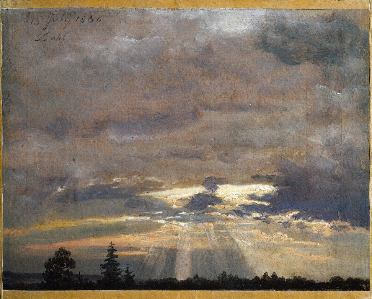 Cloudstudie med solstråler af Johan Christian Dahl