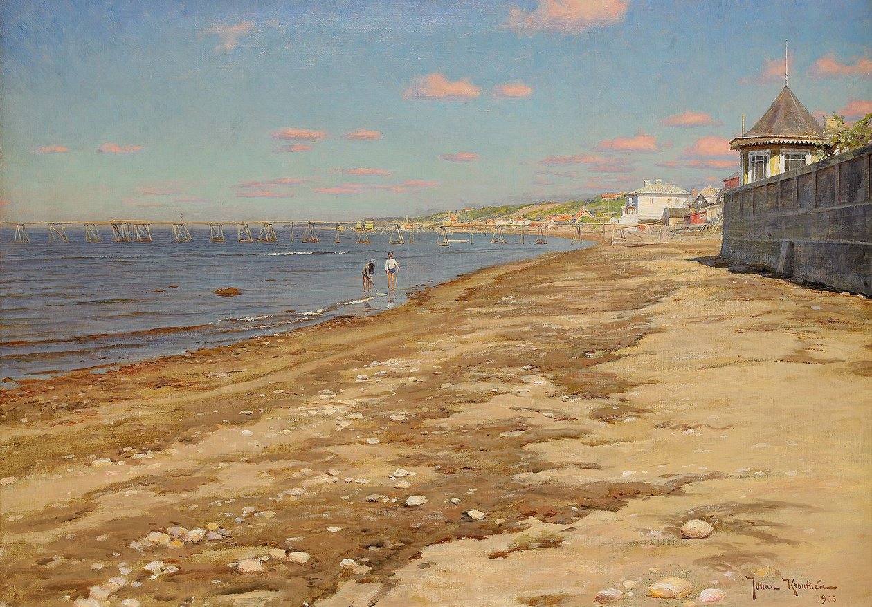 Strand med badende drenge af Johan Fredrik Krouthen