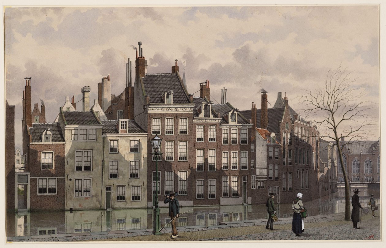Nieuwezijdsvoorburgwal. Tegning. Amsterdam, Amsterdam byarkiv af Johan Rieke