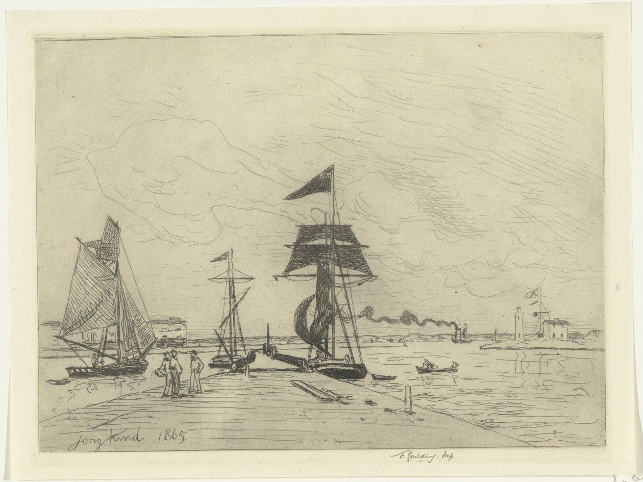 Anløbsbro ved Honfleur af Johan Barthold Jongkind