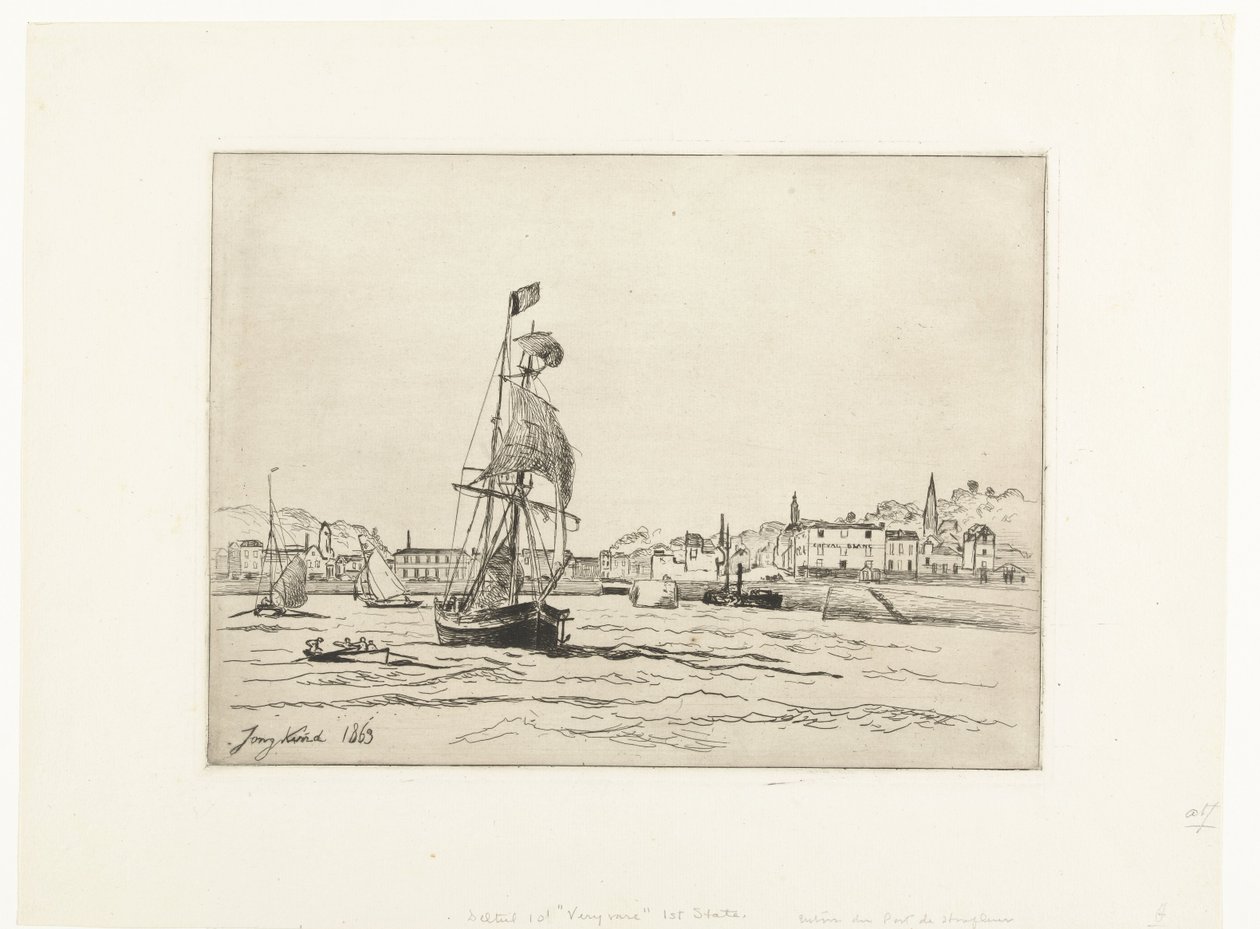 Havnen i Honfleur af Johan Barthold Jongkind