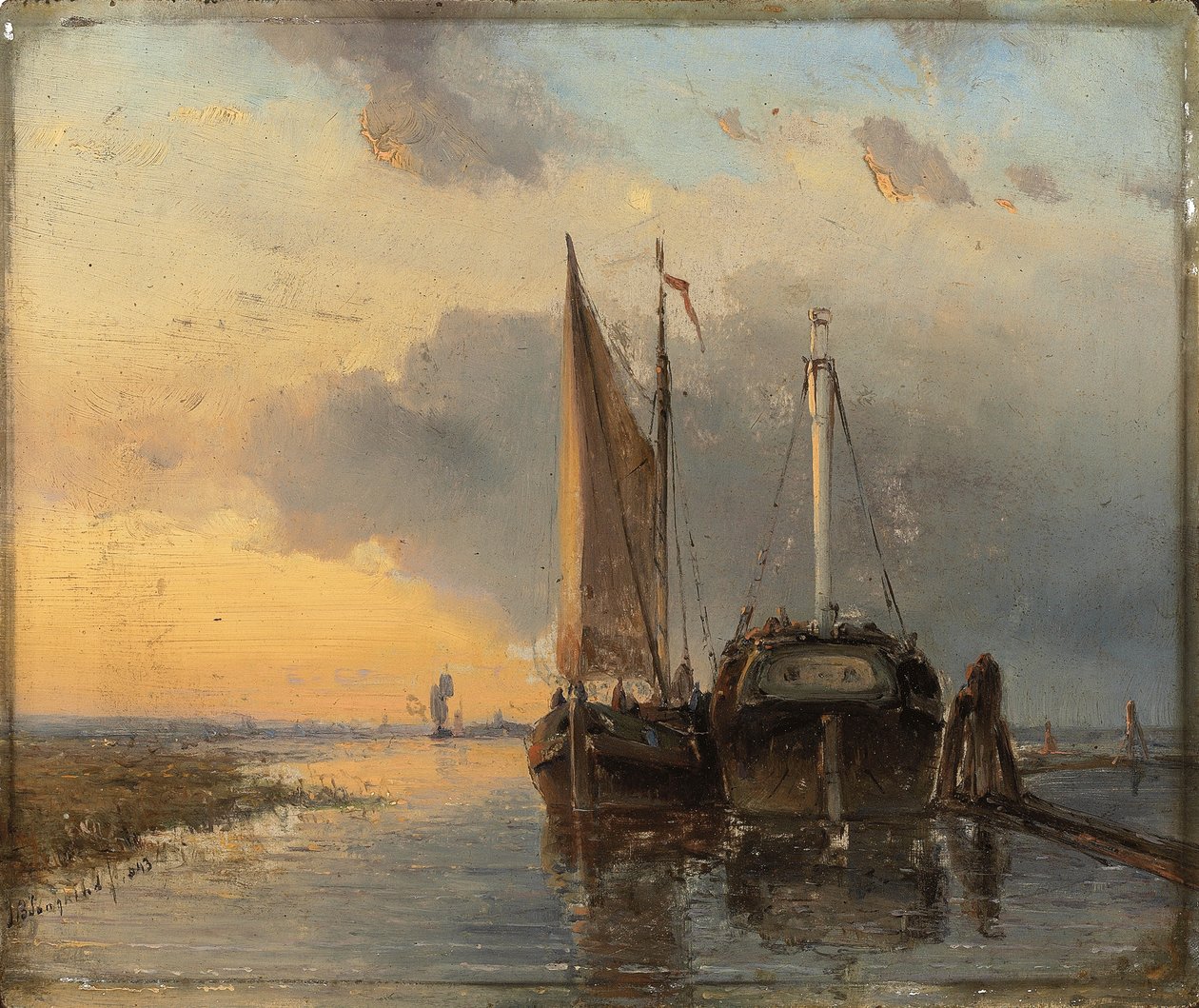 Havn ved en hollandsk flod, 1843 af Johan Barthold Jongkind